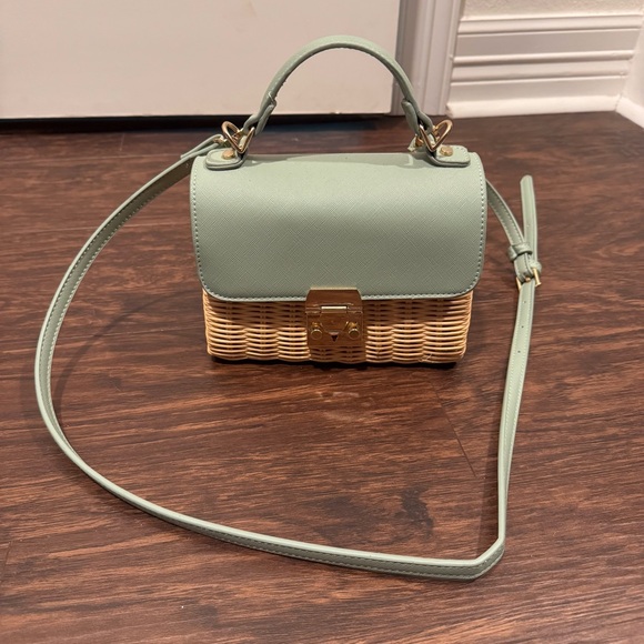 Anthropologie Handbags - Light blue and Tan Woven Crossbody Bag